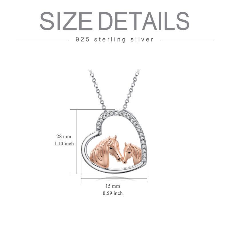 925 Sterling Silver Mama and Baby Horse Heart Mother Daughter Necklace for Women