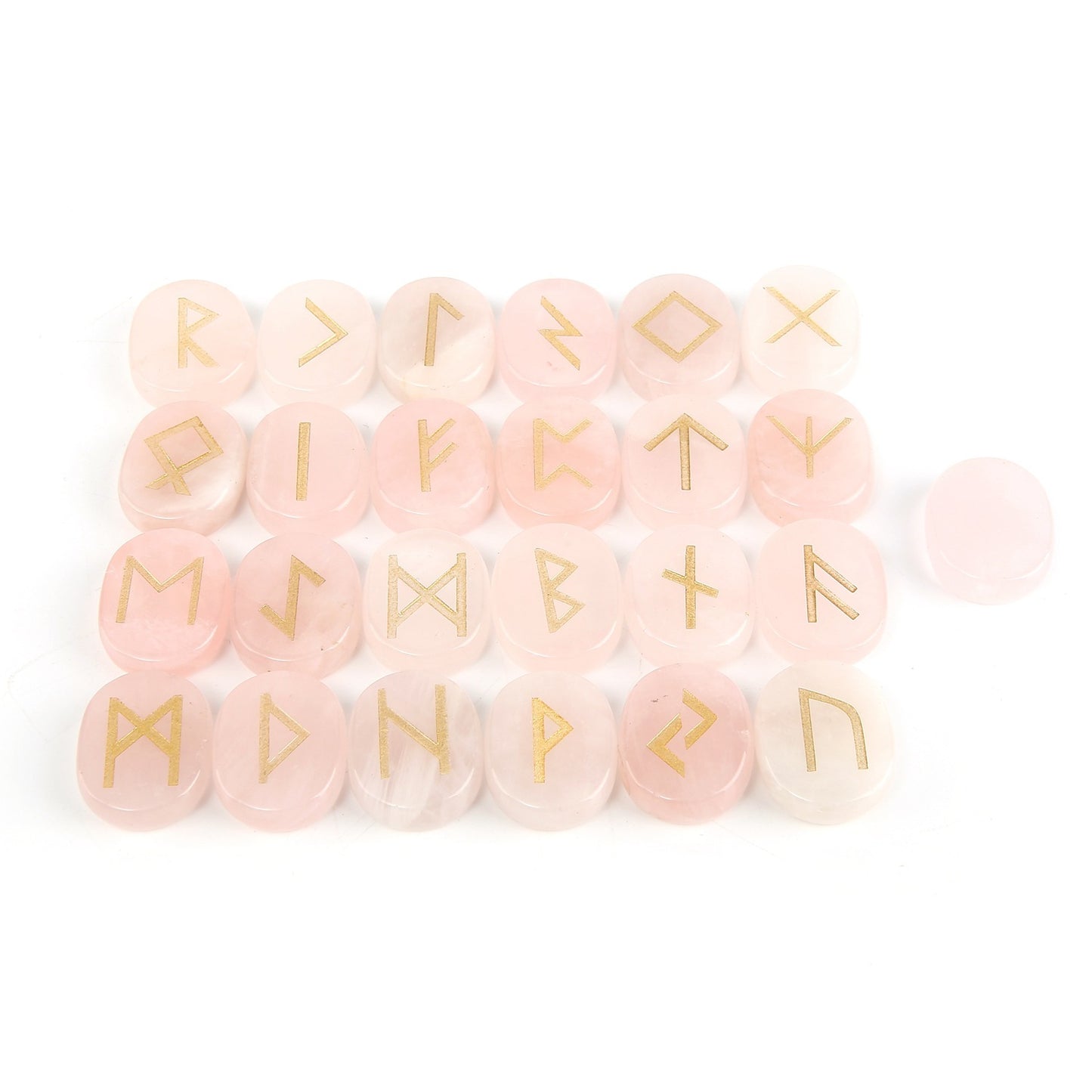 Nordic Germanic Runes Luenruini Letter Natural Crystal Oval Piece Rune 24 1 Set