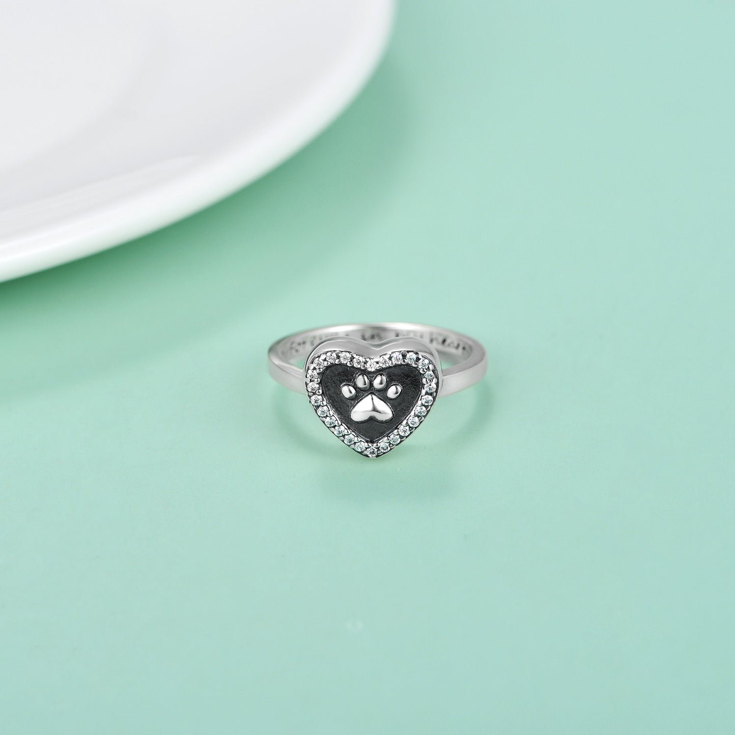 Bague funéraire en argent sterling avec urne en forme de cœur pour cendres de chien ou de chat