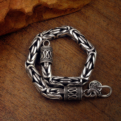 Men's Pure Silver Jewelry Domineering Fashion Thai Peace Pattern Bracelet