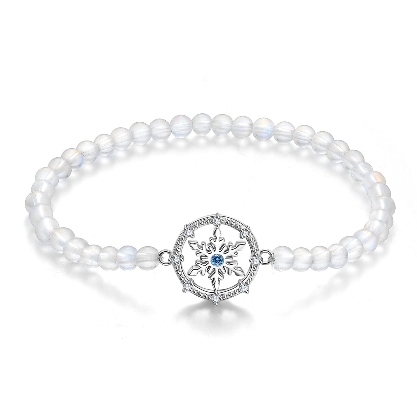 Snow Flower Bracelet Forest Is A Versatile Female Christmas Gift S925 Silver Natural Moonstone