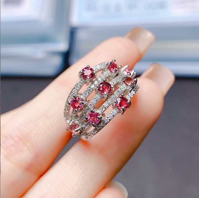 Jewelry Natural Magnesium Aluminum Garnet Ring Female Accessories