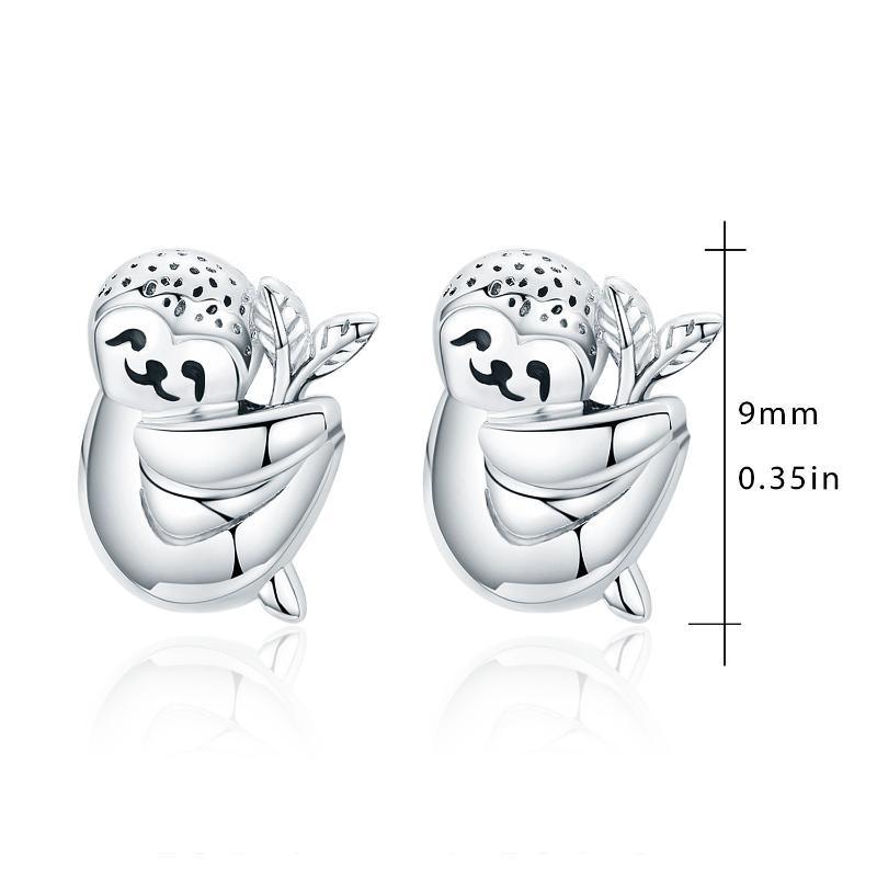 Boucles d'oreilles hypoallergéniques en argent sterling 925 pour oreilles sensibles en forme de petit animal paresseux