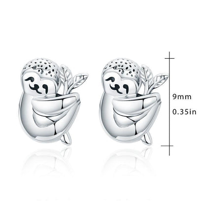 Boucles d'oreilles hypoallergéniques en argent sterling 925 pour oreilles sensibles en forme de petit animal paresseux