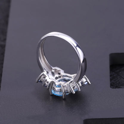 S925 Silver Inlaid Natural Topaz Ring