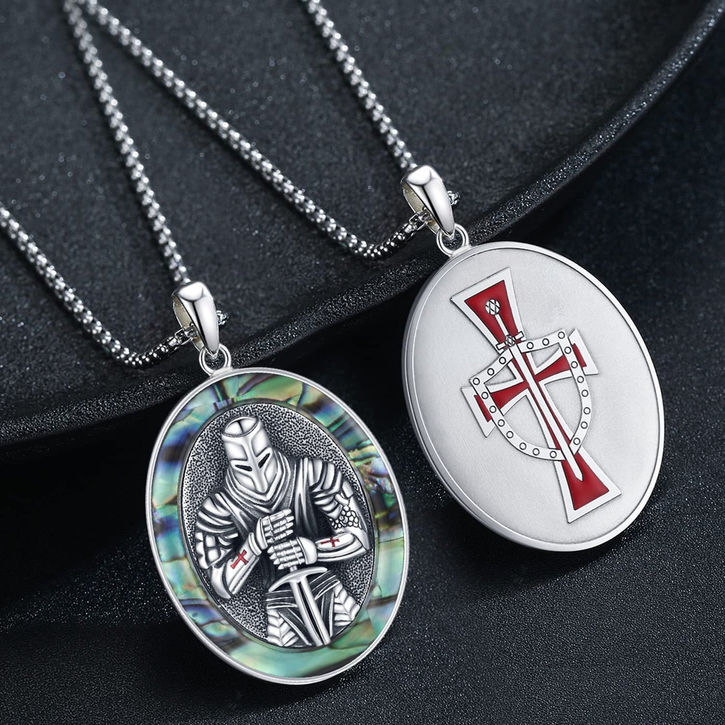 Knights Templar Necklace Sterling Silver Crusader Sword Shield Pendant Jewelry