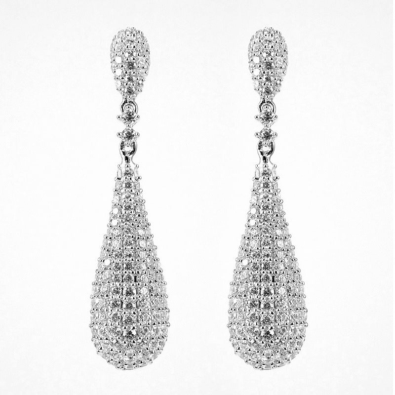 Long 925 Silver Water Drop-shaped Earrings