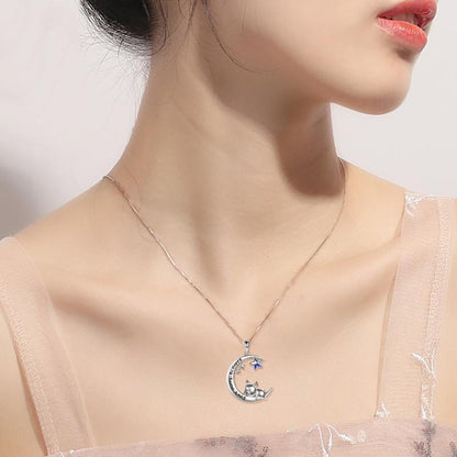 Collier pendentif bouledogue français en argent sterling avec lune, bijoux cadeaux pour femmes et filles