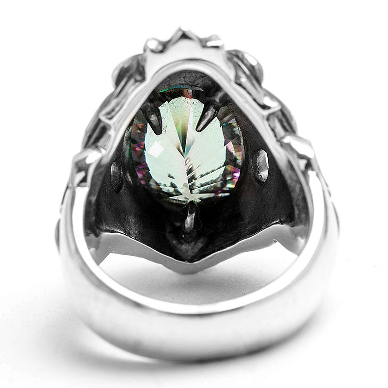 Men's Personality Thai Silver Lion Head Ring