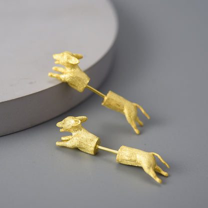 Unique Personality Creative Dachshund Split Ear Studs