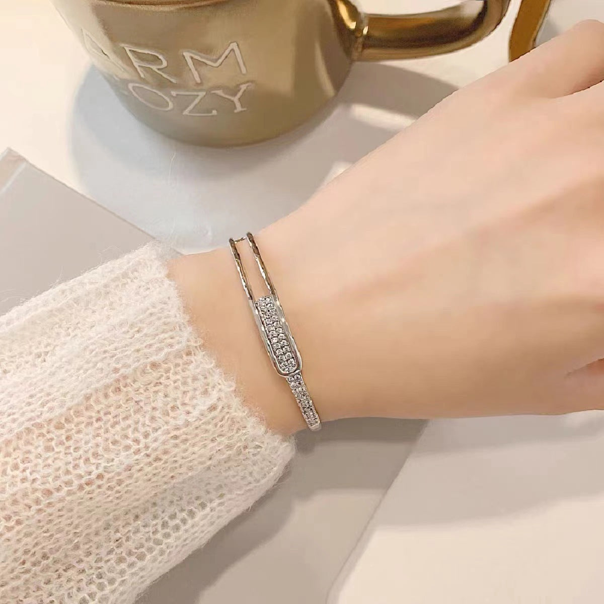 Bracelet en argent sterling S925 avec diamants complets à la mode coréenne