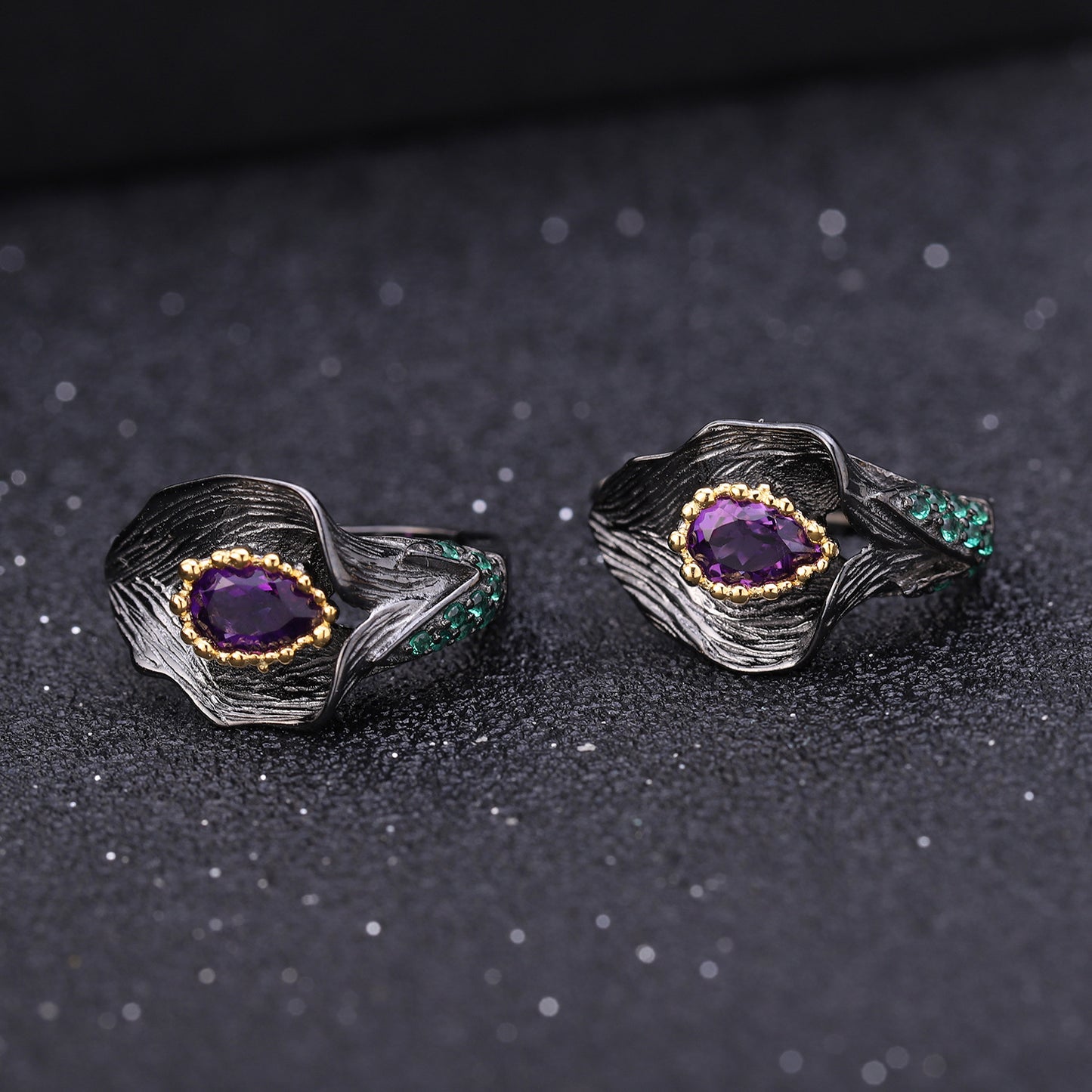 Exquisite Flower Shape Amethyst Suit Craft 925 Silver Plated