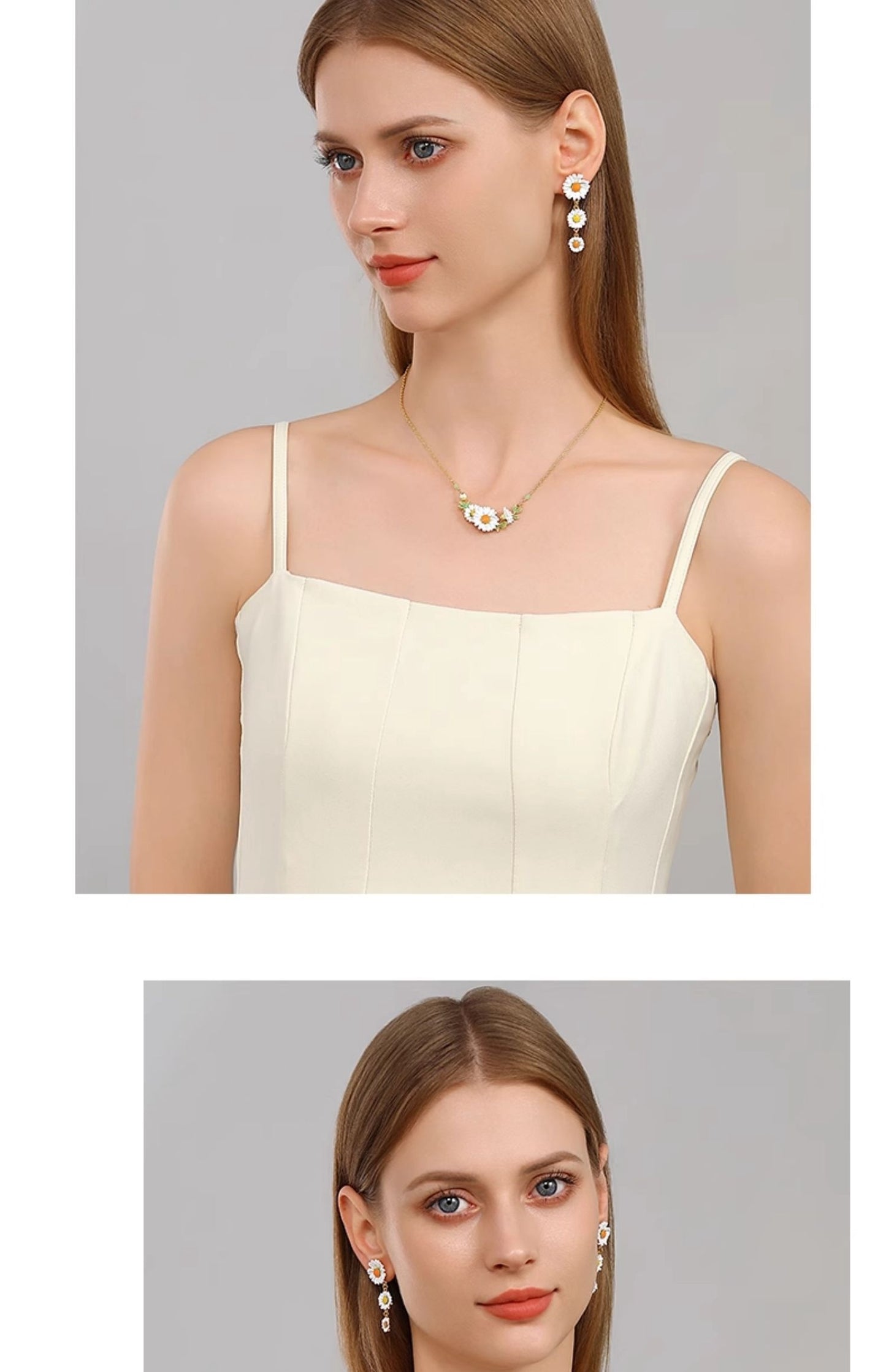 Collier de jardin pour femme avec chaîne de clavicule en chrysanthème blanc