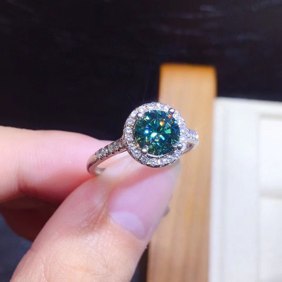 Bague de sac ronde en diamant vert à la mode de Mo Sangshi pour fille