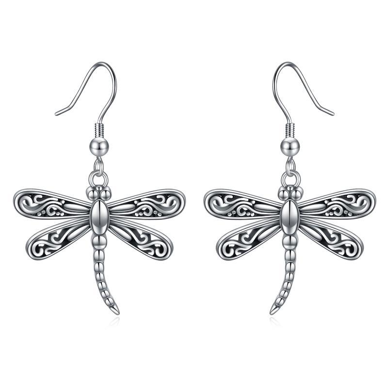 Dragonfly Dangle Drop Earrings Jewelry in Sterling Silver Oxidized