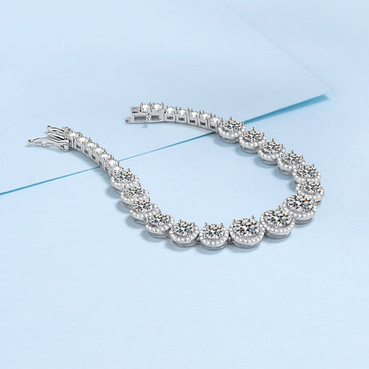 Bracelet en argent sterling 925 entièrement incrusté de moissanite pour femme, scintillant et étoilé