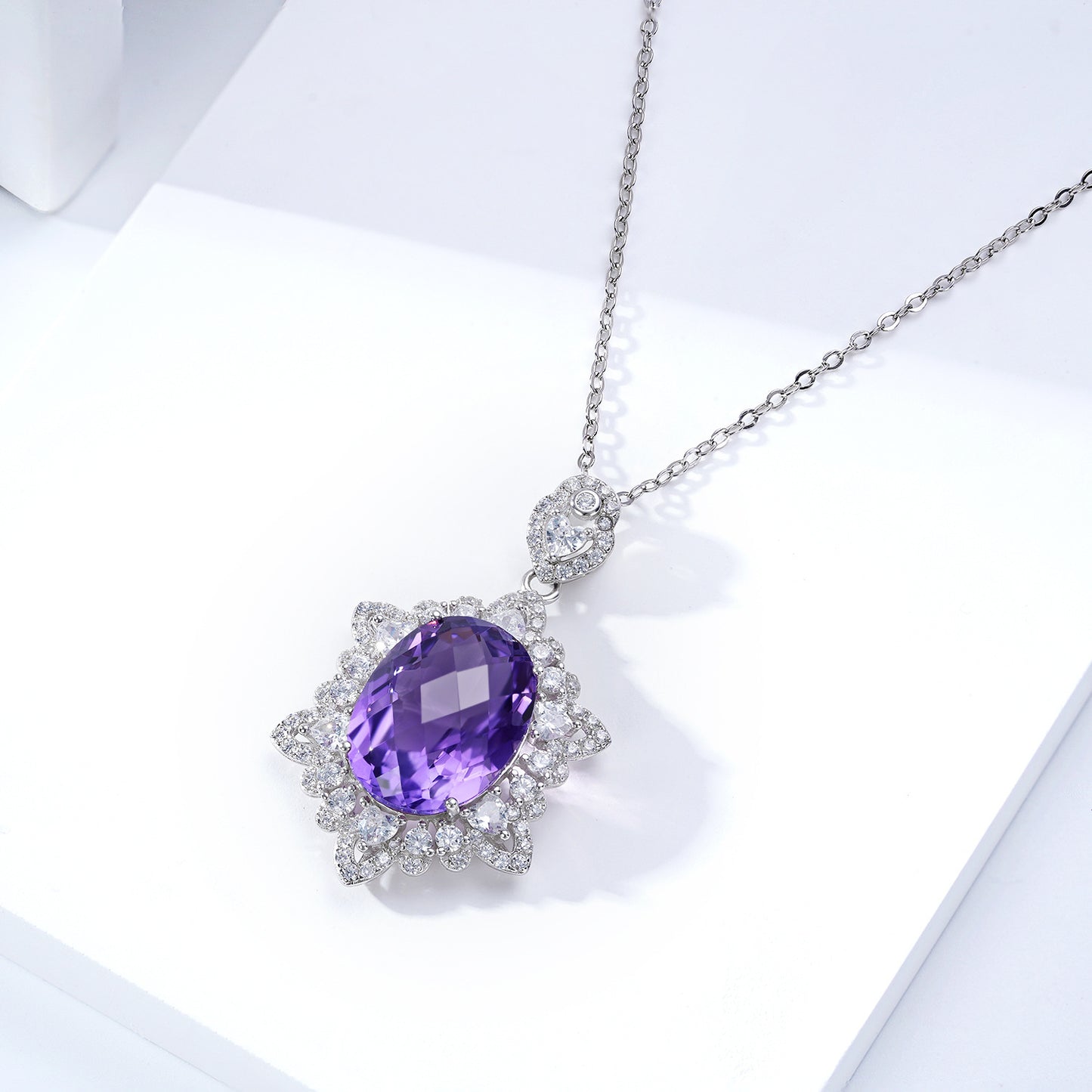 Natural Amethyst Necklace Women's 925 Silver