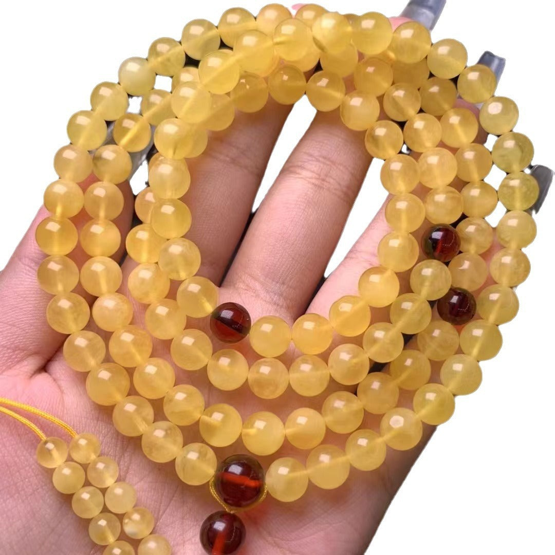 Natural Beeswax 108 Beads Yellow Chicken Grease Wax Necklace