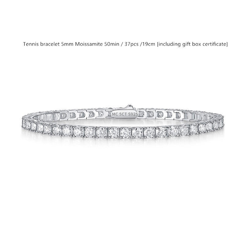 Pulsera de tenis de moissanita color D en plata esterlina para mujer