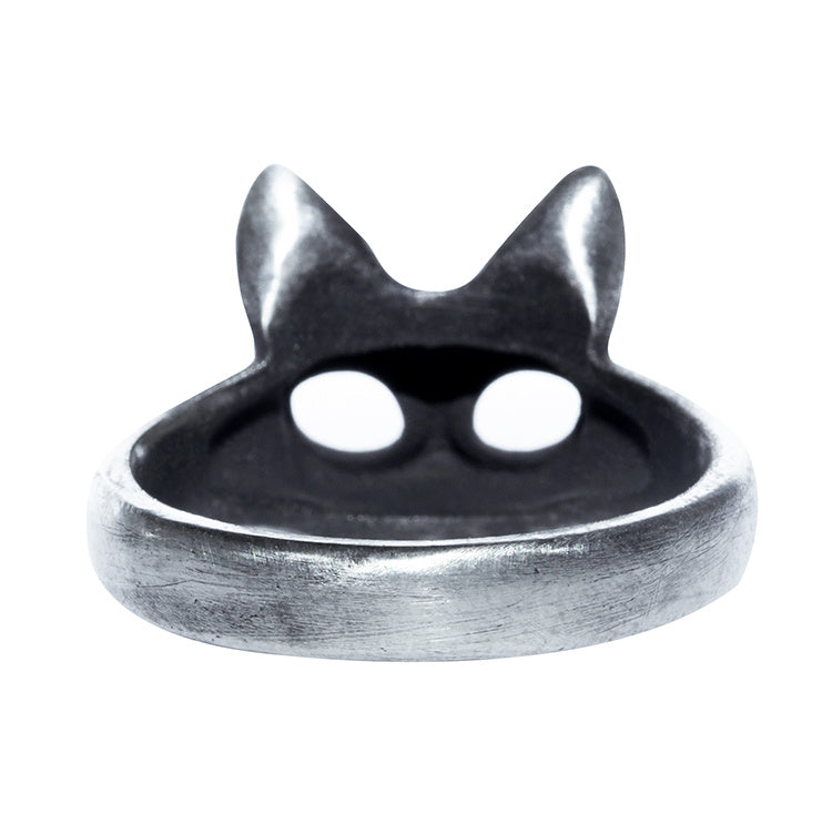 925 Sterling Silver Niche Design Cat Head Ring