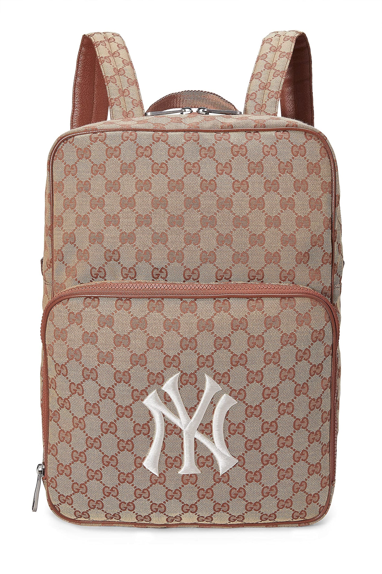 Gucci, Mochila New York Yankees de lona con GG naranja Pre-Loved, Rosa