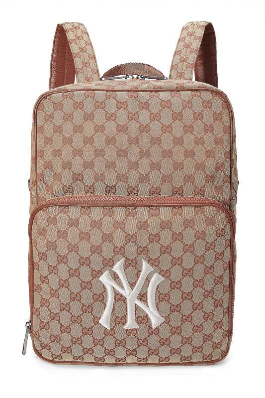 Gucci, Pre-Loved Orange GG Canvas New York Yankees Backpack, Pink