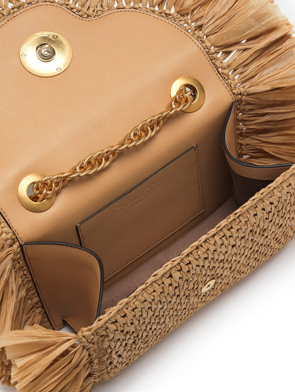 Oscar de la Renta, Raffia Fringe TRO Bag, Natural