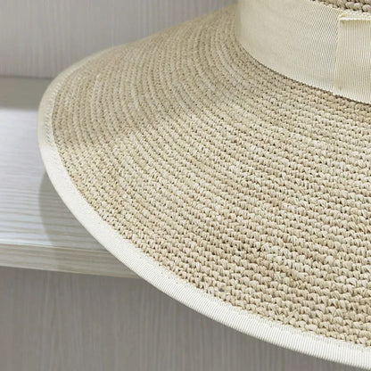 Sombreros de verano de ala ancha, elegantes sombreros de paja de rafia con lazo, sombrero para el sol para mujer, sombrero para mujer