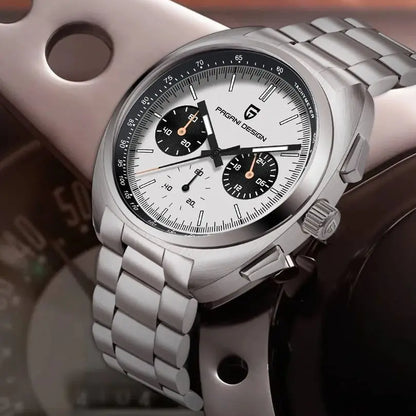 PAGANI DESIGN 2024 Nuevo reloj de cuarzo de lujo con esfera de panda para hombre, reloj de pulsera deportivo con cronógrafo y cristal de zafiro japonés VK63