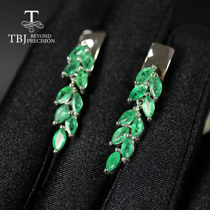 Natural Emerald Jewelry Set precious gemstone zambia Emerald clasp earring Ring 925 sterling silver for women best gift tbj