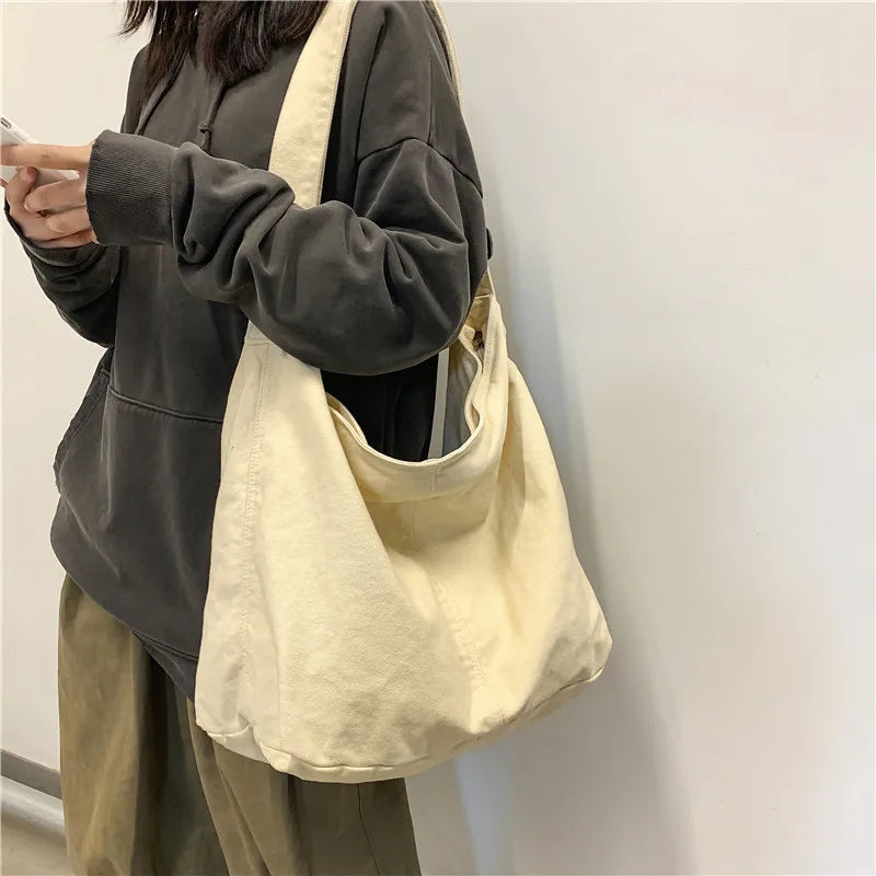 CGCBAG 2024 Shoulder Bag Women Shopper Canvas Tote Bag Female Solid Simple Large Capacity Crossbody Bags Women Designer Handbags