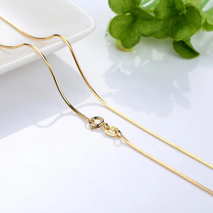 HOYON Real Gold 14k Coating Chain Necklace For Women Clavicle Neck Collares Jewelry Birthday Gift Water Snake Bone Box Chain