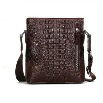 langhao Single shoulder bag  crocodile leather  Men's bags  business  Inclined shoulder bag  Vertical type square  Men's bags