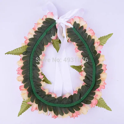 Free Shipping HL00019 24pcs/lot Artifical Silk Rose Bud Lei Tropical Flower Hawaiian Necklace Woman Wear Wholesale