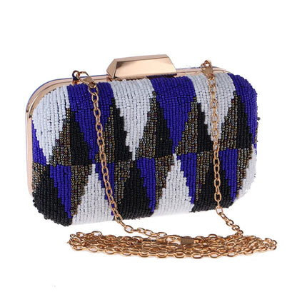 Women's Evening Shoulder Bag Beaded Clutch Cute Small Square Handbags For Women 2021 Designer Luxury Crossbody Bags For Party