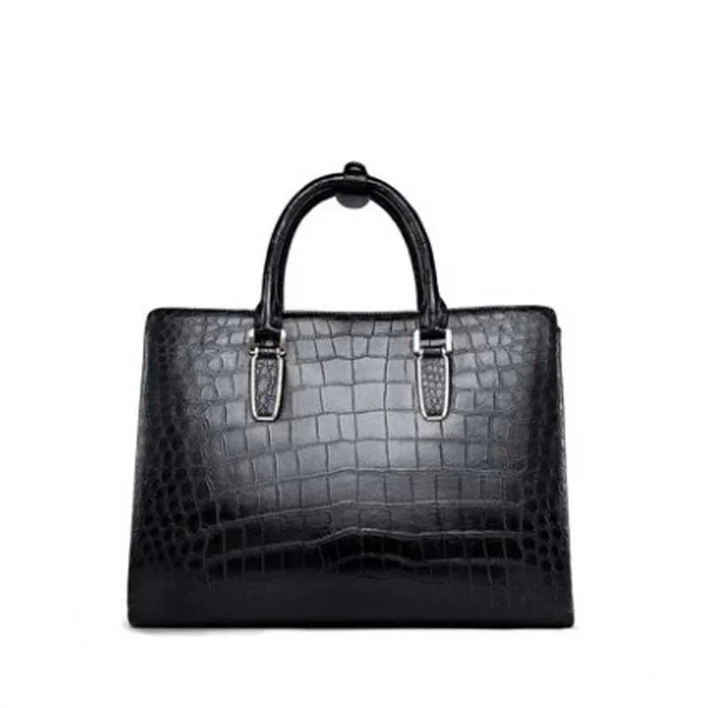 ouluoer Sac à main en cuir de crocodile pour homme, sac à main décontracté pour homme, sac à bandoulière carré de grande capacité de style horizontal