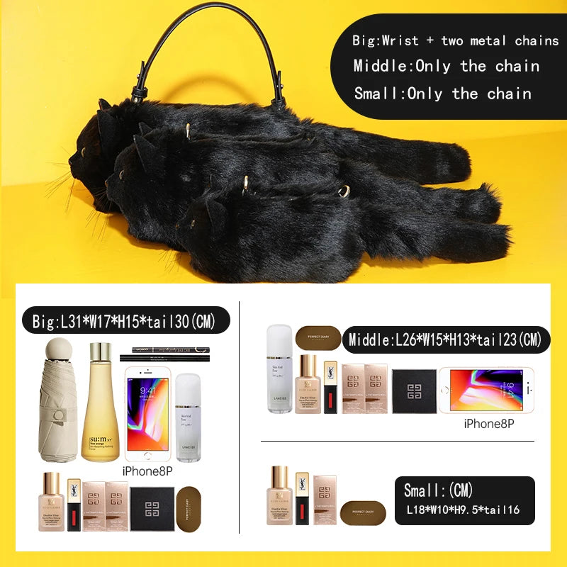 Mini sac de luxe de haute qualité pour femme, joli sac à main en cuir pour femme avec chat noir, sac à bandoulière tendance pour femme 2023