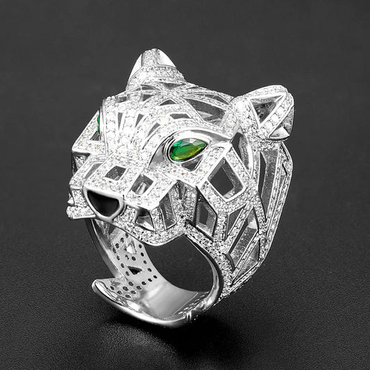 Zlxgirl jewelry Rhodium Silver plated color leopard animal finger rings for men party gifts brand cubic zircon copper rings