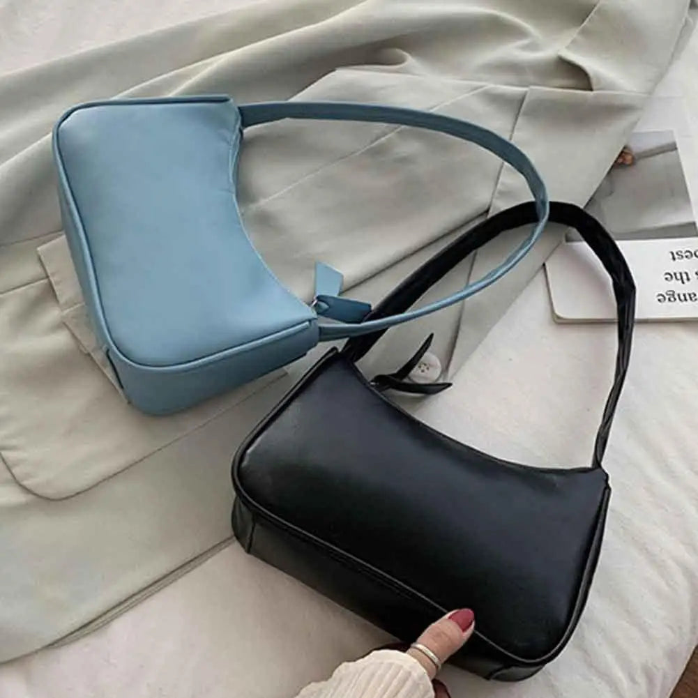 Sac à main rétro en cuir PU pour femme, sac à bandoulière, fourre-tout, sous les aisselles, vintage, avec poignée supérieure, petit sac sous-axillaire, pochette