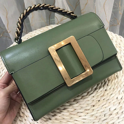 2024 Metal Button Women Bag Real Leather Luxury Flap Handbag Large Capacity Butterfly Square Buckle Small Brown Women Handbags