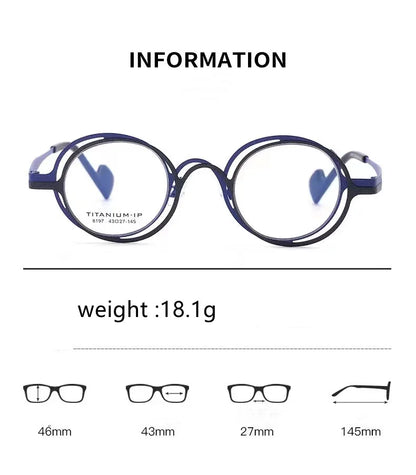 AooKoNi Titanium Japan Irregular Glasses Frame Man Women Round Myopia Optical Frames Double Ghosting Blur Astigmatism Eyeglasses