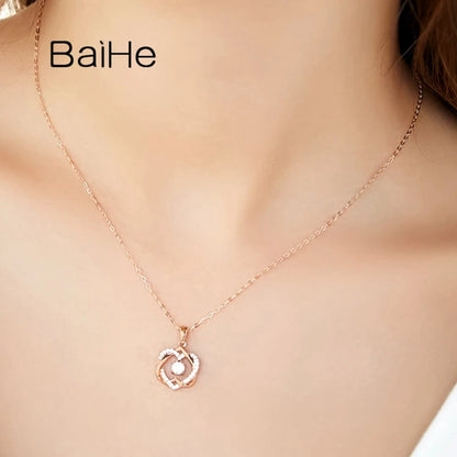 BAIHE Solid 18K Yellow Gold 0.34ct H/SI Natural Diamond Heart Necklace Women Gift Fine Jewelry ハートネックレス Srdiečkový náhrdelník