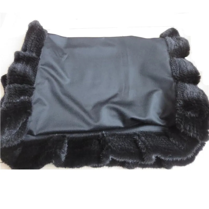 Real 100% pure Cashmere shawl with fur genuine mink fur trimmed women ladies autumn winter fur cape Black elegant scarf S82