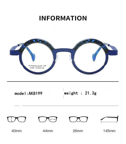 AooKoNi Glasses Frame Men Retro Vintage Round Prescription Eyeglasses New Personality Women Optical Japan Style Eyewear AK8199