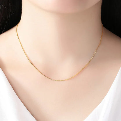 Collar de cadena con revestimiento de oro real de 14 k de HOYON para mujer, collares para el cuello de clavícula, joyería, regalo de cumpleaños, cadena de caja con hueso de serpiente de agua