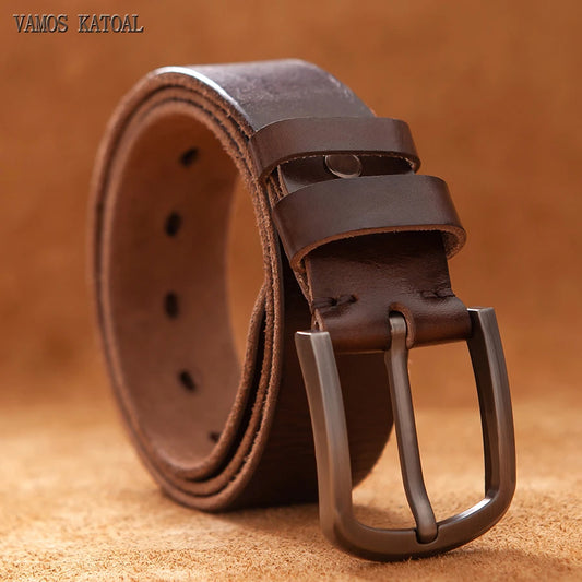 Ceintures en cuir véritable Top Cow pour hommes, ceinture de luxe de haute qualité, style mode vintage marron cowboy