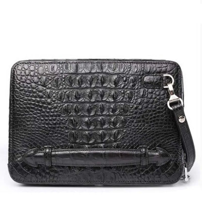 gete nouveau sac à main en cuir de crocodile pour hommes style horizontal carré personnalité double fermeture éclair sac à main grande capacité sac de poignet