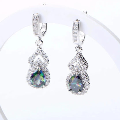 Ensembles de bijoux arc-en-ciel naturels en argent sterling 925, boucles d'oreilles de mariage avec pierres pour femmes, bracelet, collier, bagues, coffret cadeau