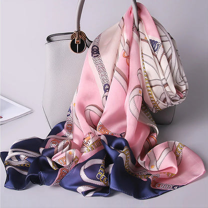 Foulard 100% soie pour femme, motif imprimé, classique, rectangulaire, 175 x 65 cm, fait à la main, élégant, nouvelle mode