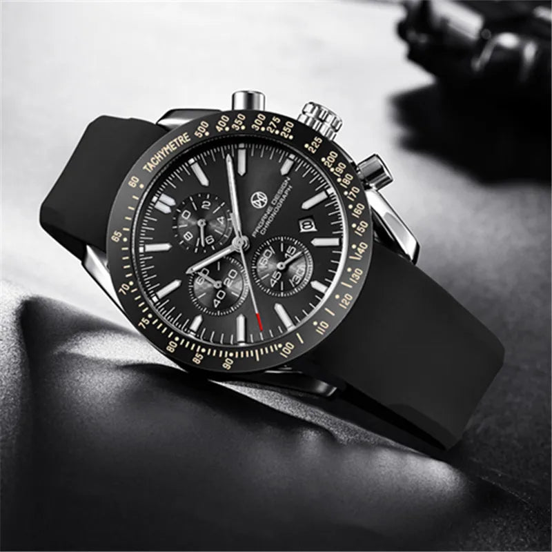 PAGANI DESIGN （Pagrne） Nouvelle montre à quartz pour hommes avec ceinture en caoutchouc Montre de luxe pour hommes Mode Casual Sports Horloge pour hommes Relogio Maasculino